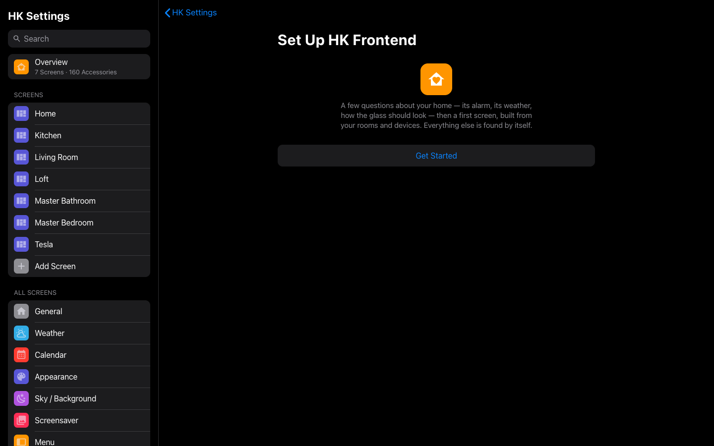 The Setup Assistant’s first page in HK Settings