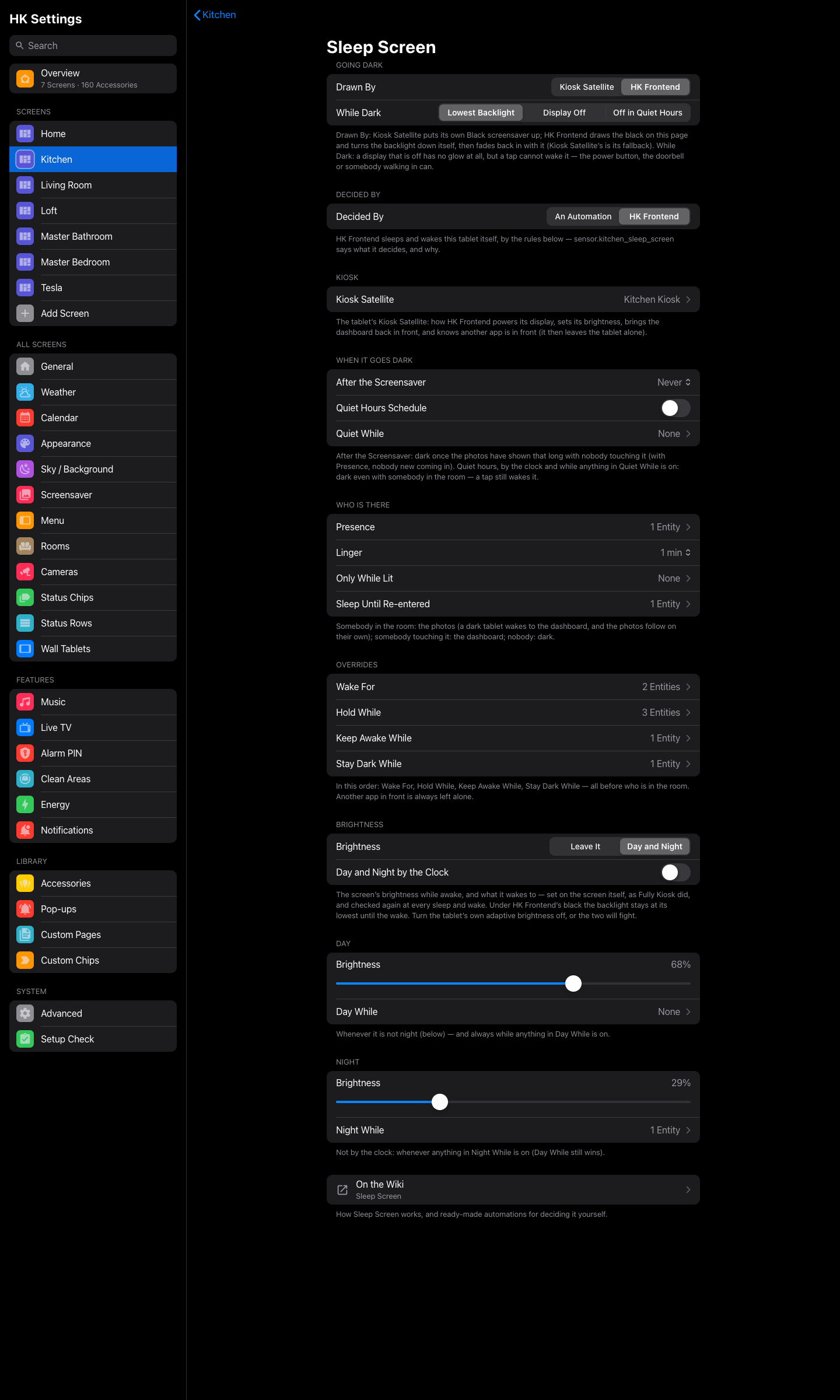 Sleep Screen, decided by HK Frontend