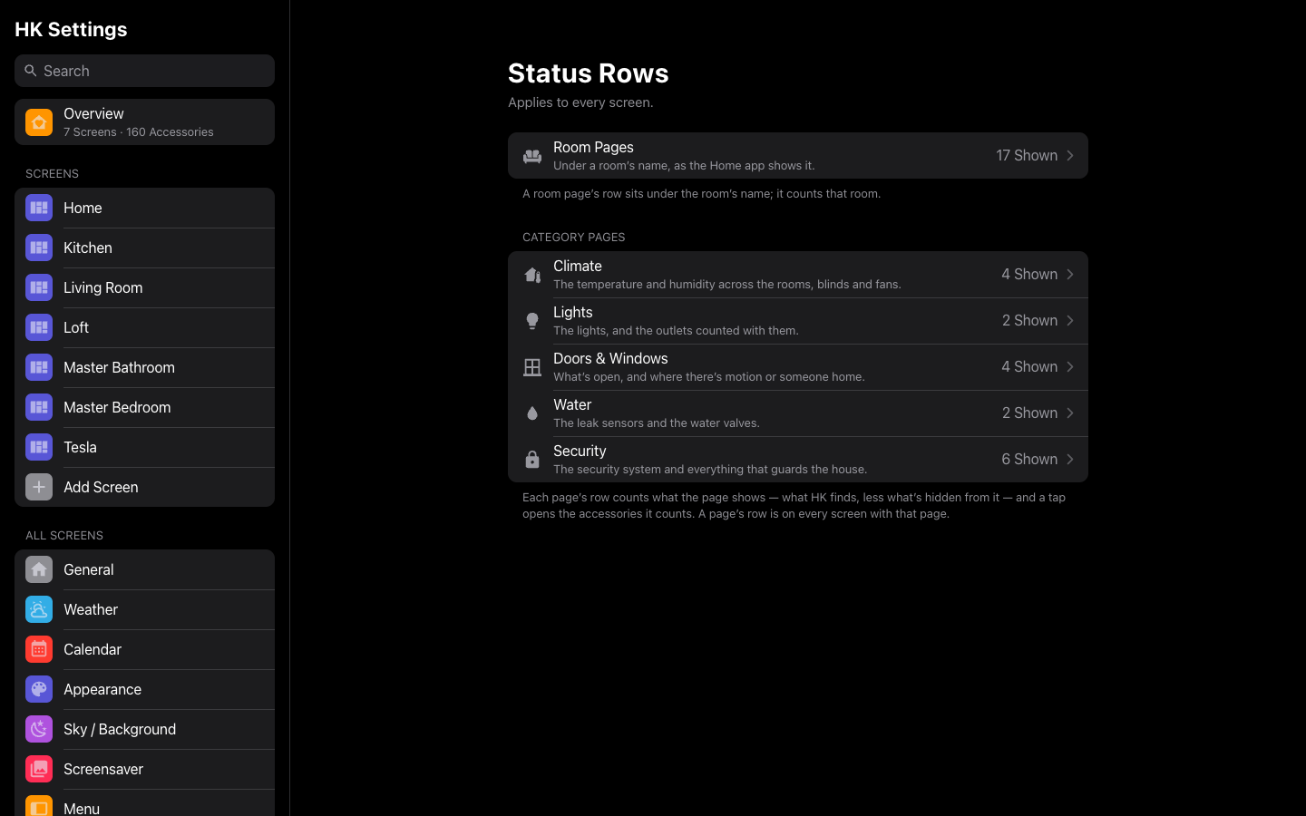 Status Rows