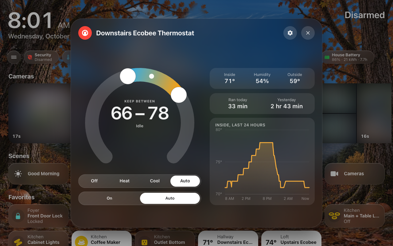 A thermostat’s detail sheet