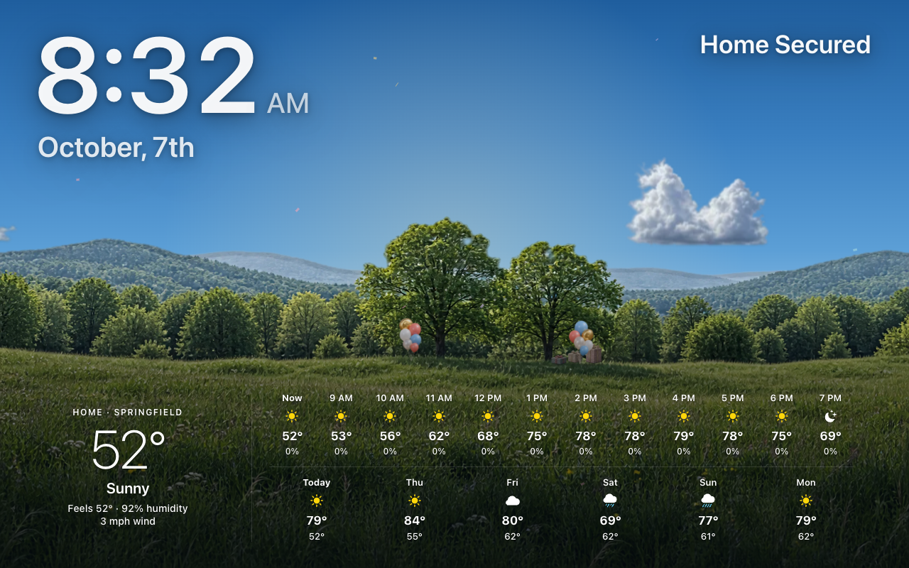 A birthday on the forecast screensaver