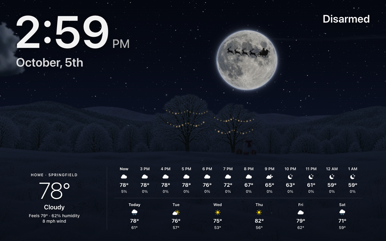 Christmas night on the forecast screensaver
