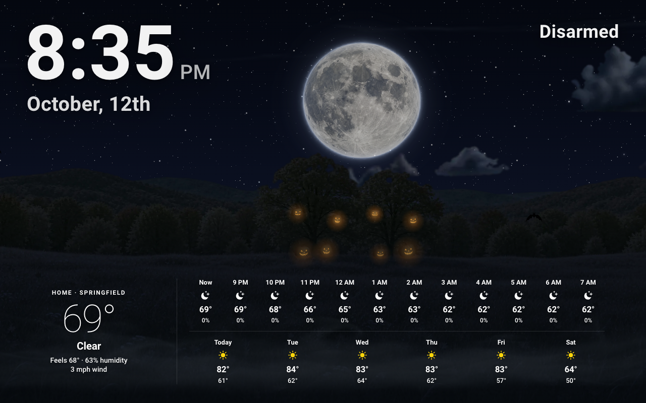 Halloween night on the forecast screensaver