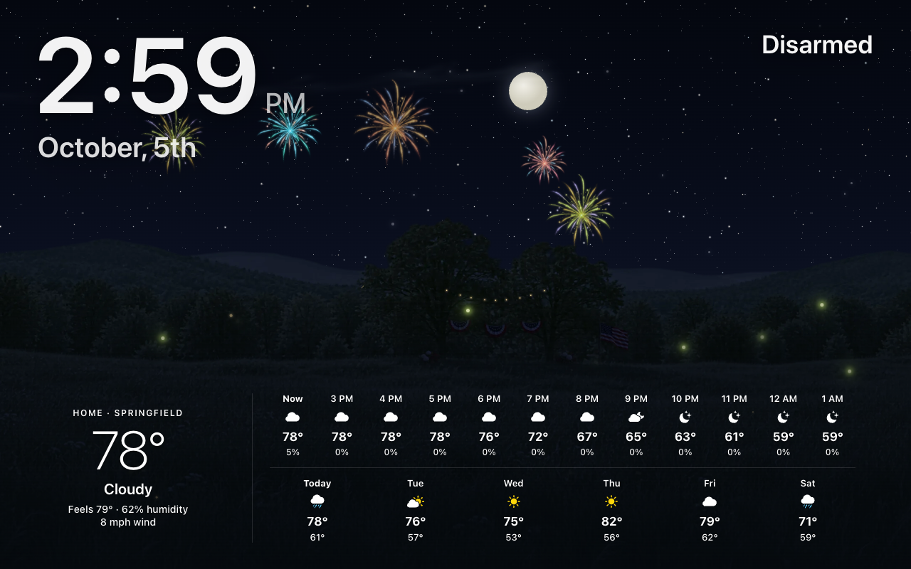 The Fourth of July on the forecast screensaver