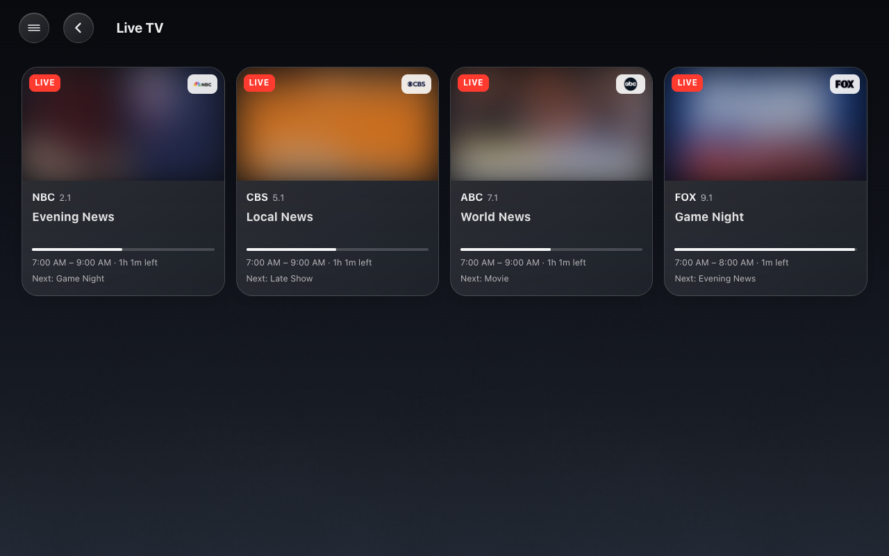 The Live TV guide