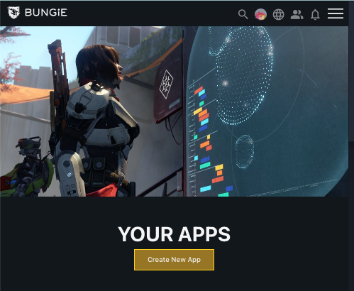 Create Bungie App Screenshot