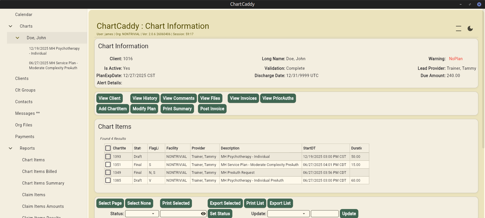 Screenshot of ChartCaddy