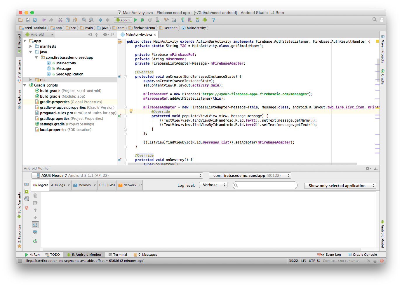 Android Studio with app and Gradle Scripts nodes