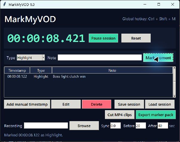 MarkMyVOD desktop interface