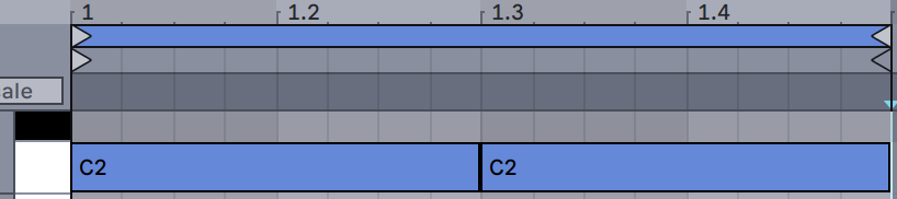 two half notes in piano roll