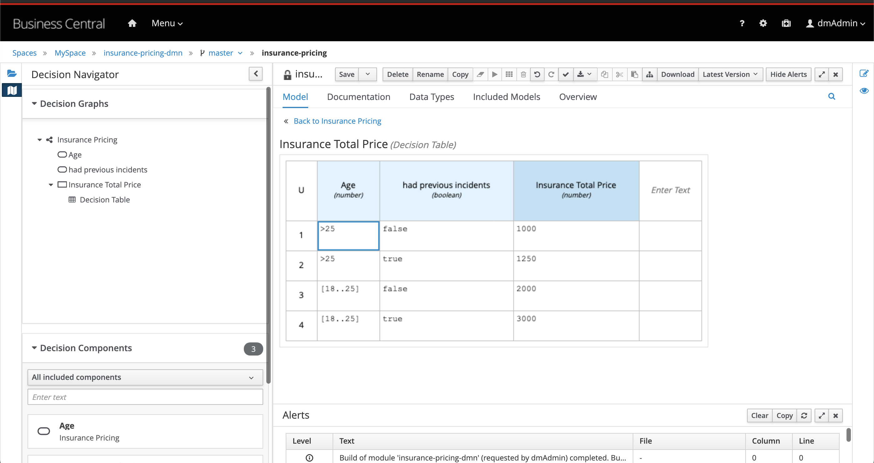 Insurance Pricing DMN Model