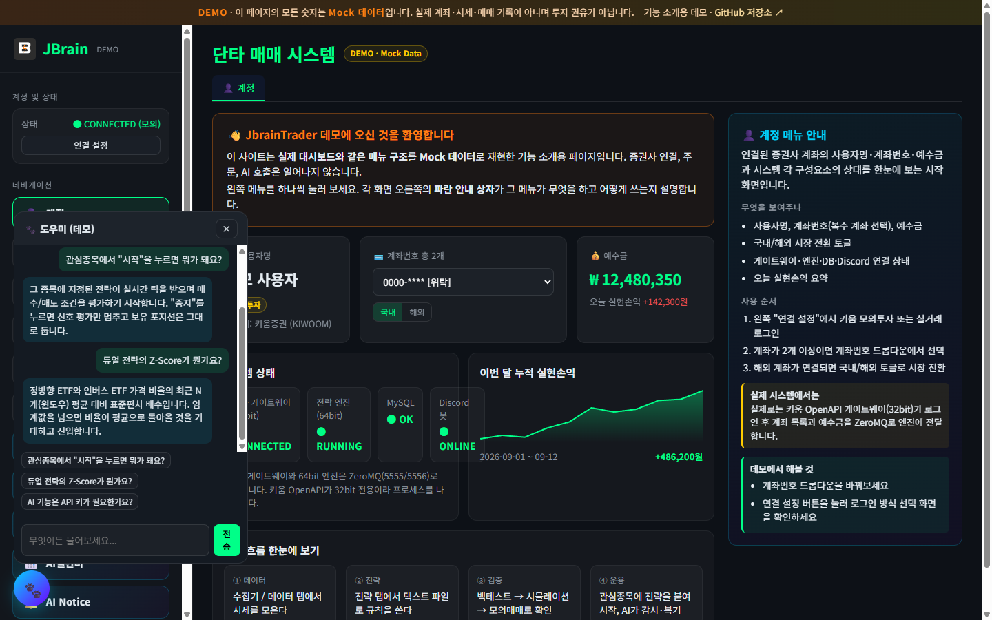 도우미 마스코트 대화창 (데모)