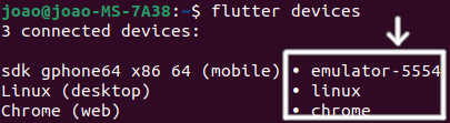 Comando flutter devices