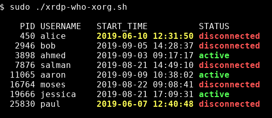 Example output for xrdp-who-xorg.sh