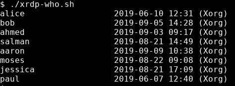 Example output for xrdp-who.sh