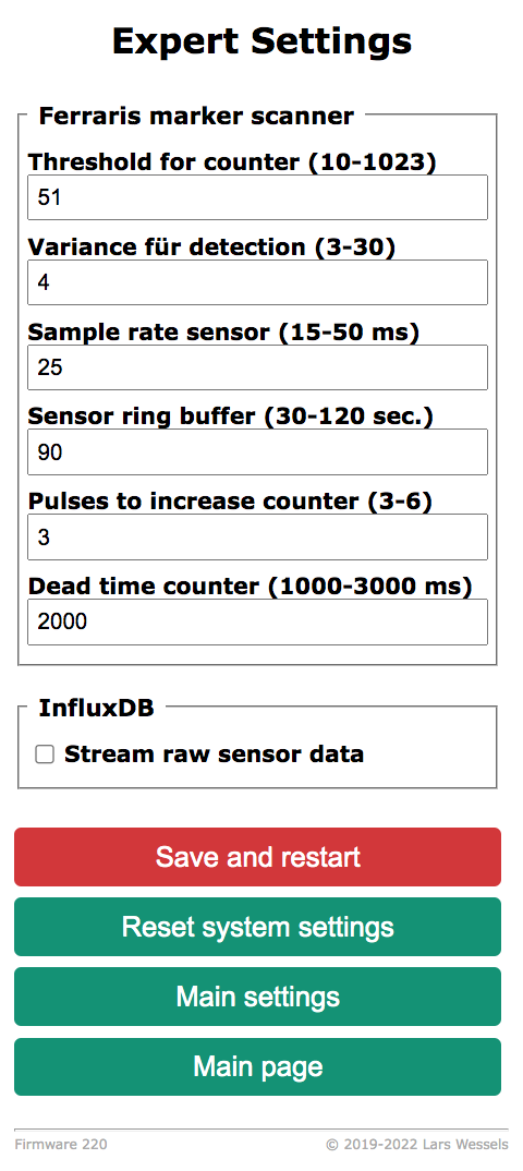 expert settings to tune the detection of
the red marker