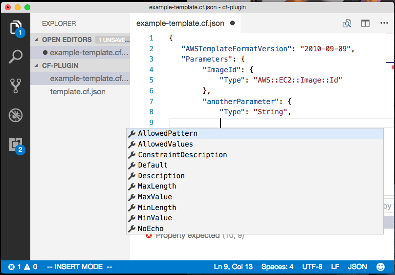 properties for Parameters elements