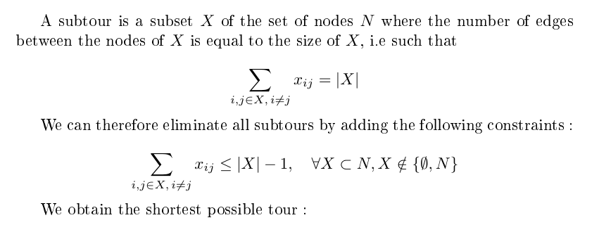 Subtour constraint