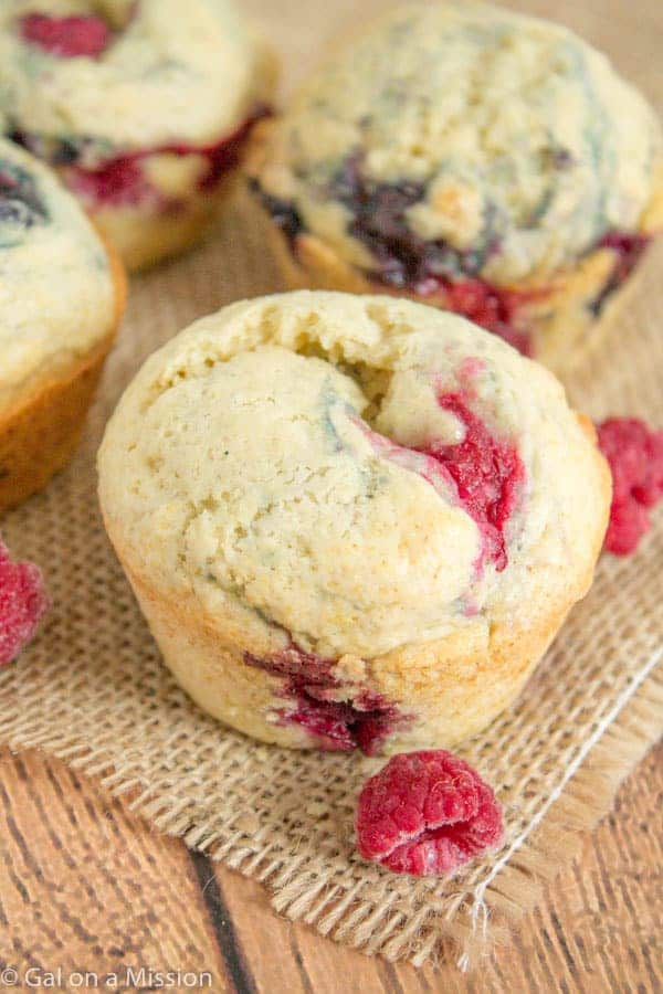 Blueberry and raspberry muffins