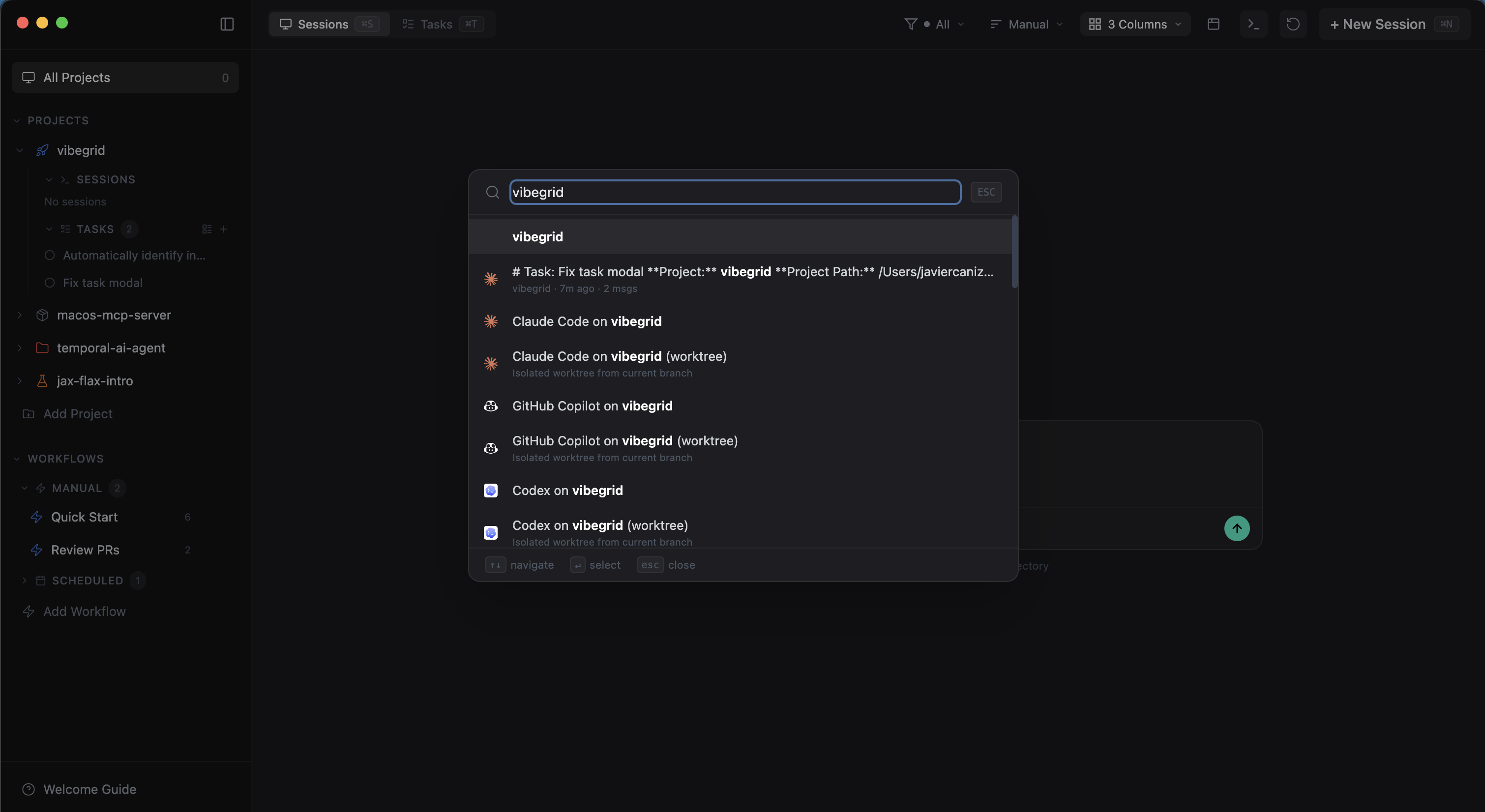 Command palette