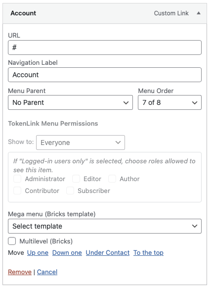 Account parent menu visible to everyone.