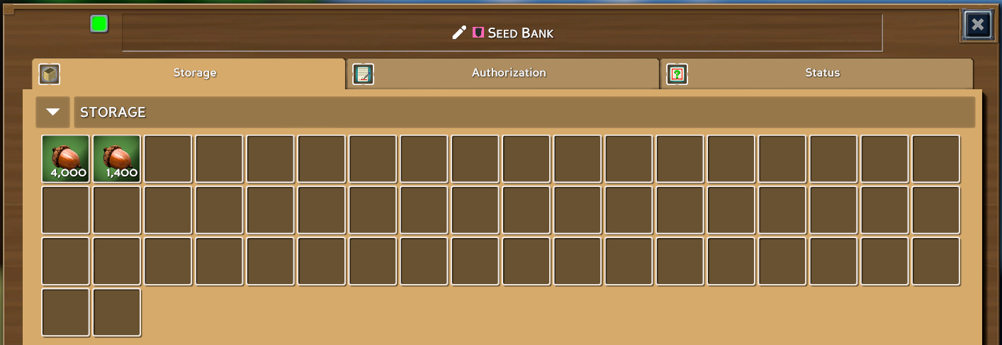 In game screenshot of the Seed Bank inventory