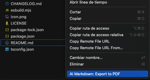 Export from context menu — right-click on a .md file