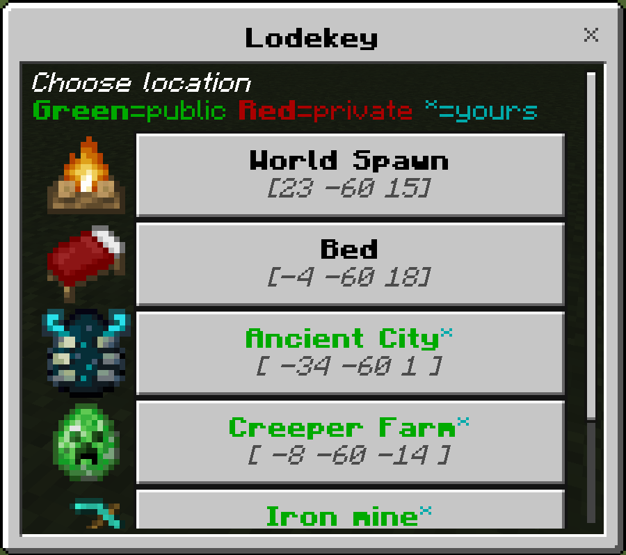 Teleport dialog