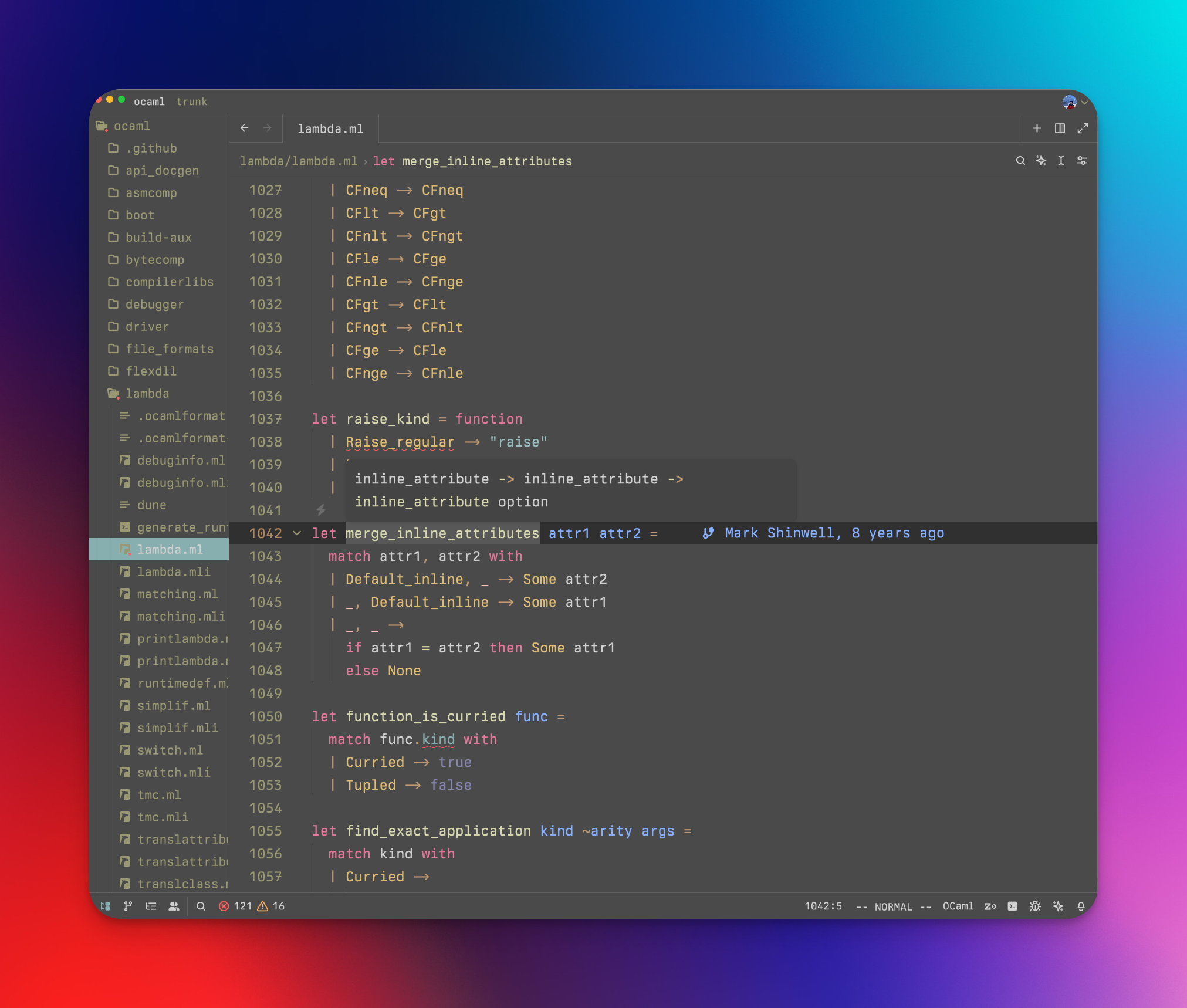 Screenshot of Zed using the seoul256 theme