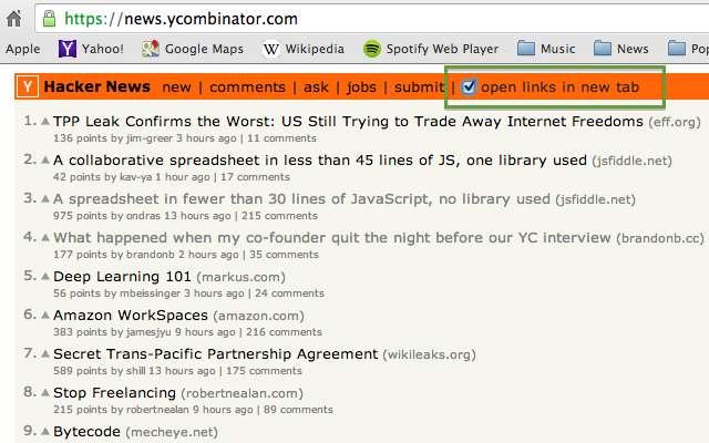 screenshot of Hacker News nav bar