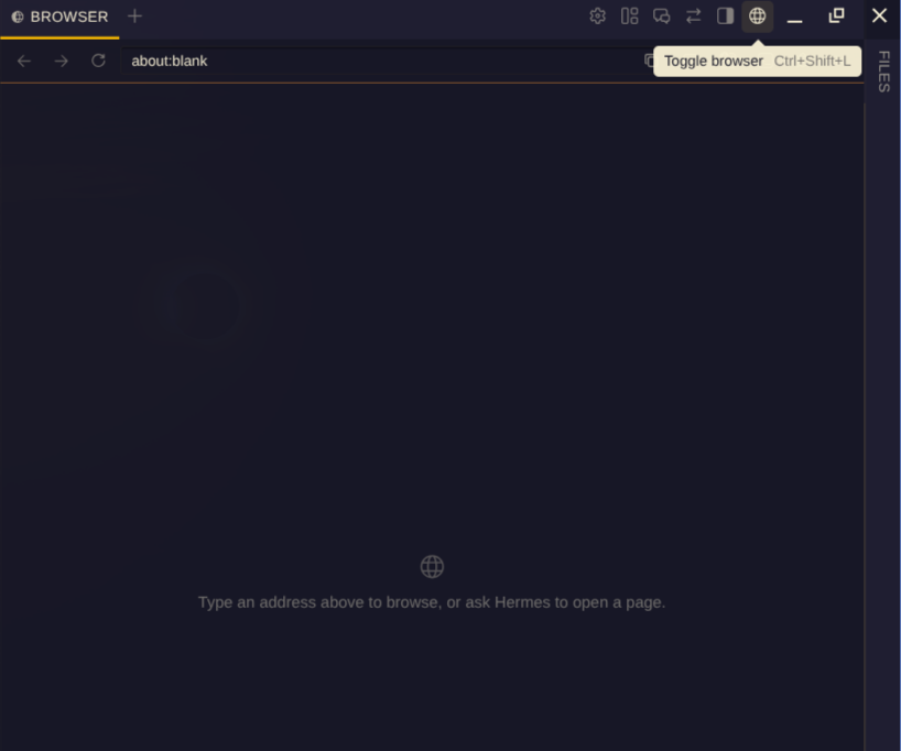 The globe button in the titlebar, next to HUD mode, with its tooltip