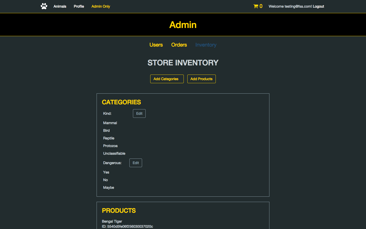 admin inventory