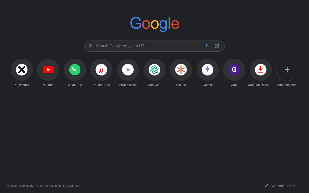 Booklett new tab in dark theme