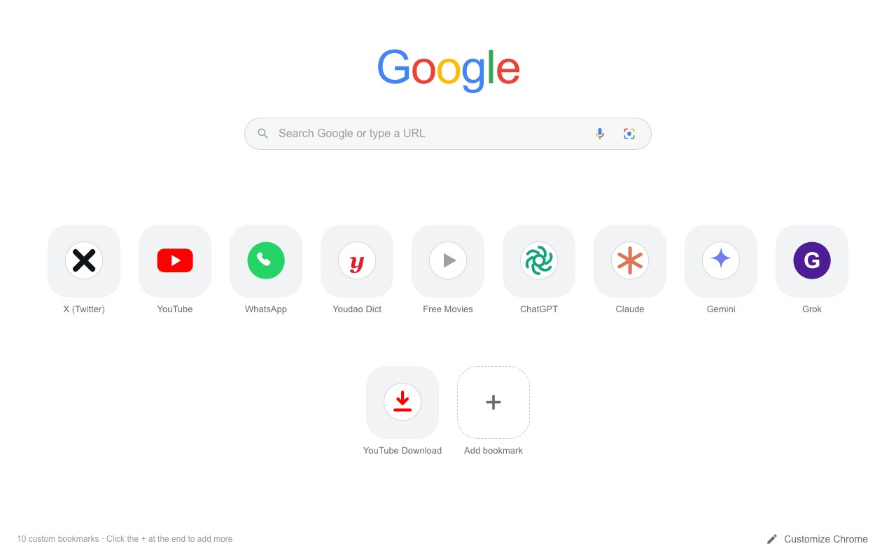 A customized layout with larger rounded-square icons in two rows