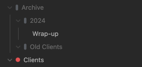 A dimmed category next to a loud one