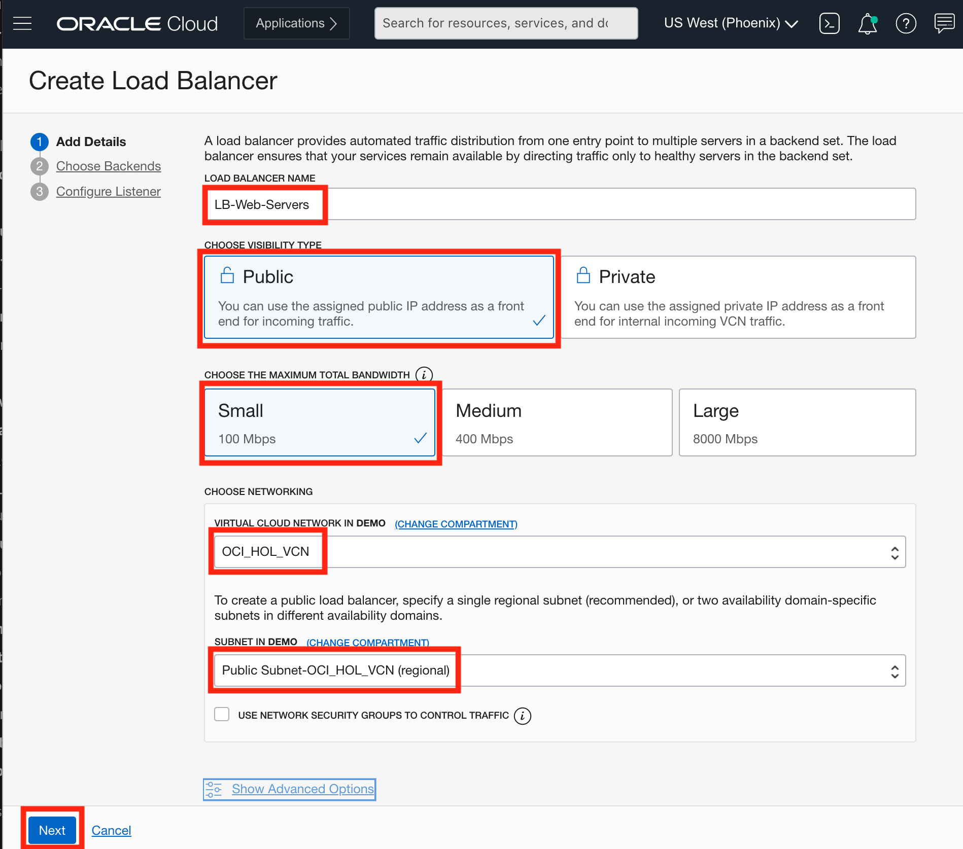 Create a lod balancer