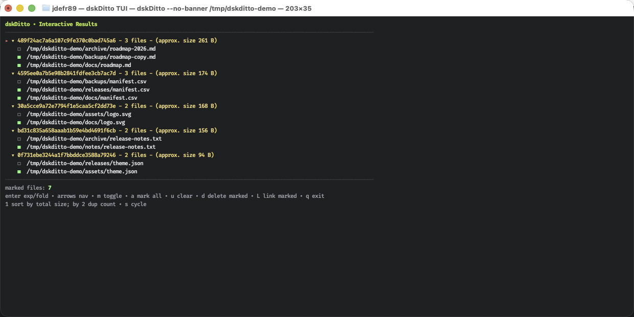 Screenshot: interactive TUI