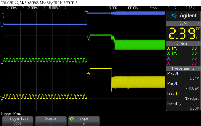 scope trace on plugging in USB cable