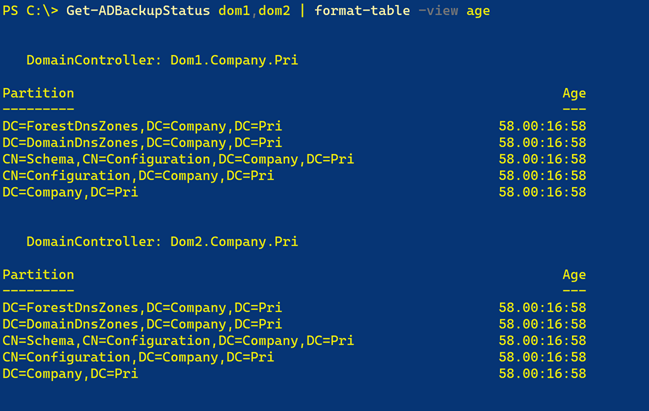 Get-ADBackupStatus Age