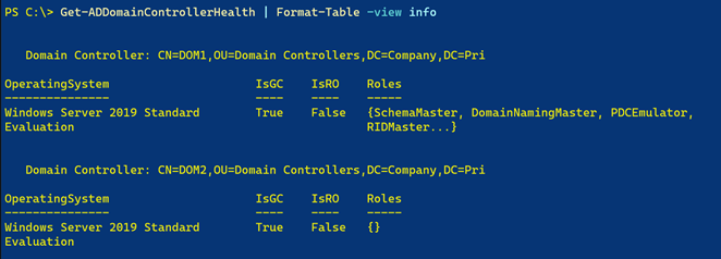 Get-ADDomainControllerHealth services