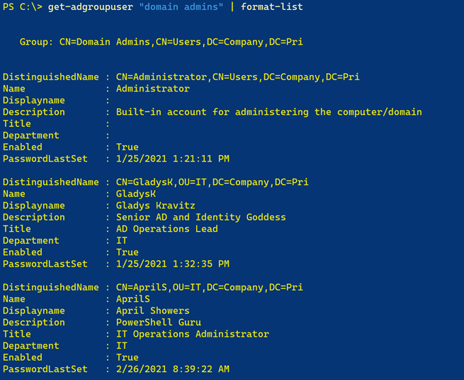 Get-ADGroupUser list