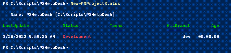 New PSProject Status