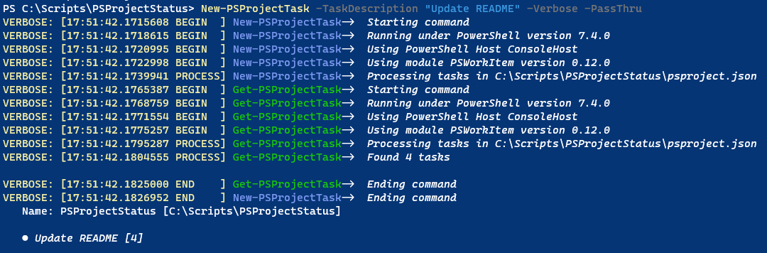 Sample verbose output