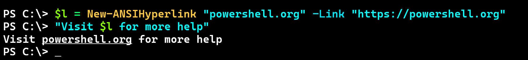 Basic ANSI hyperlink