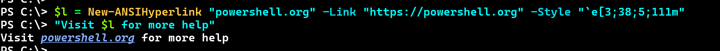Styled ANSI hyperlink
