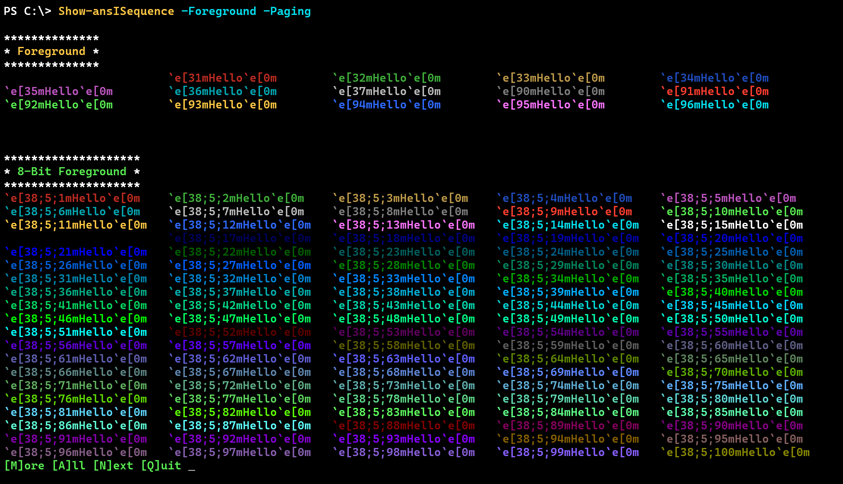 Show ANSI in a paged format