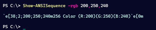 show ansi rgb sequence