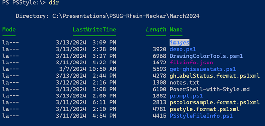 PSStyle FileInfo Listing