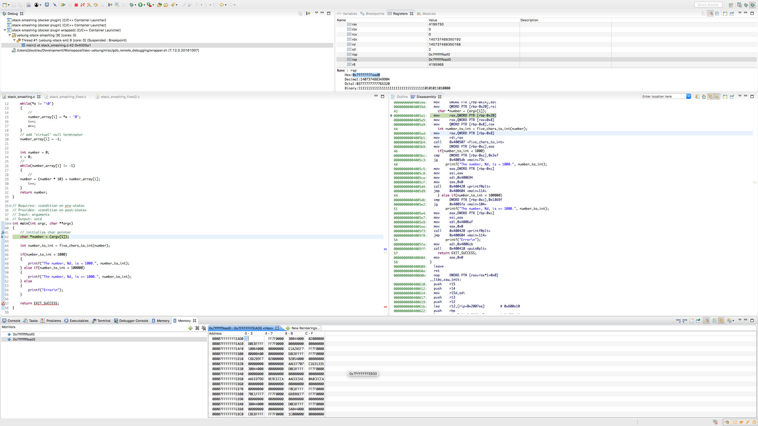 Debugger View of Eclipse on MacOS