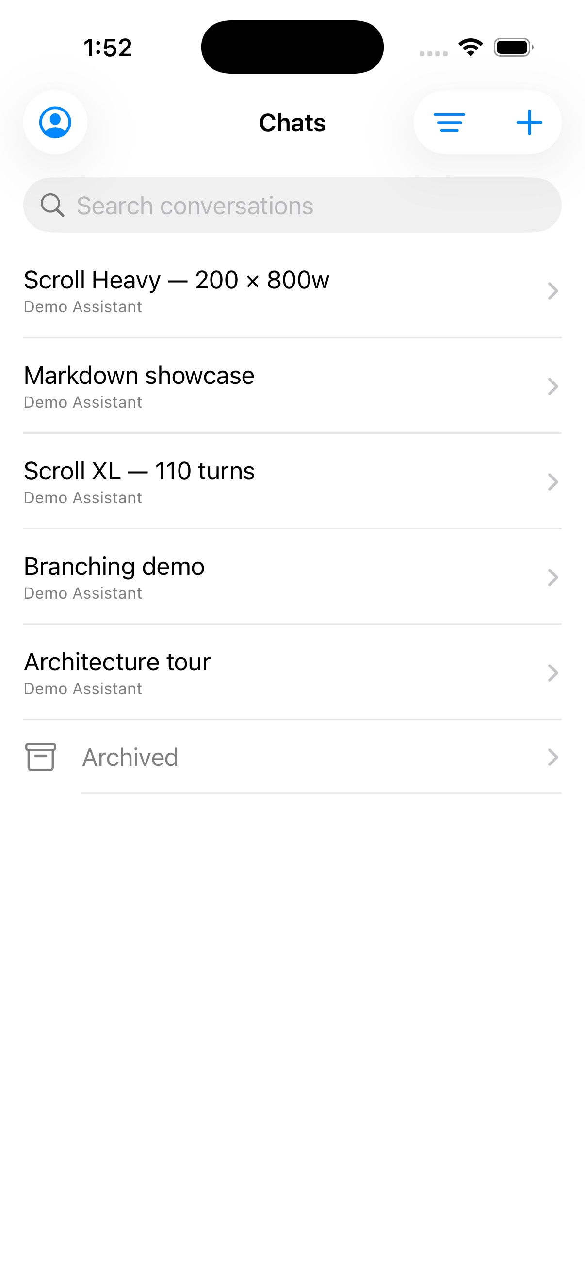 iOS chats list